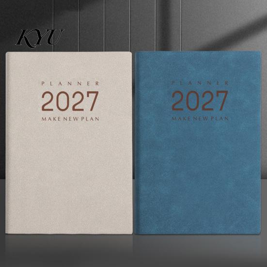 Organizzatore Programma Annuale Completo 2027 Agenda Giornaliera Mensile, Copertina con Texture Pelle di Pecora Vintage, Quaderno Taccuino con Carta Spessa per Ufficio