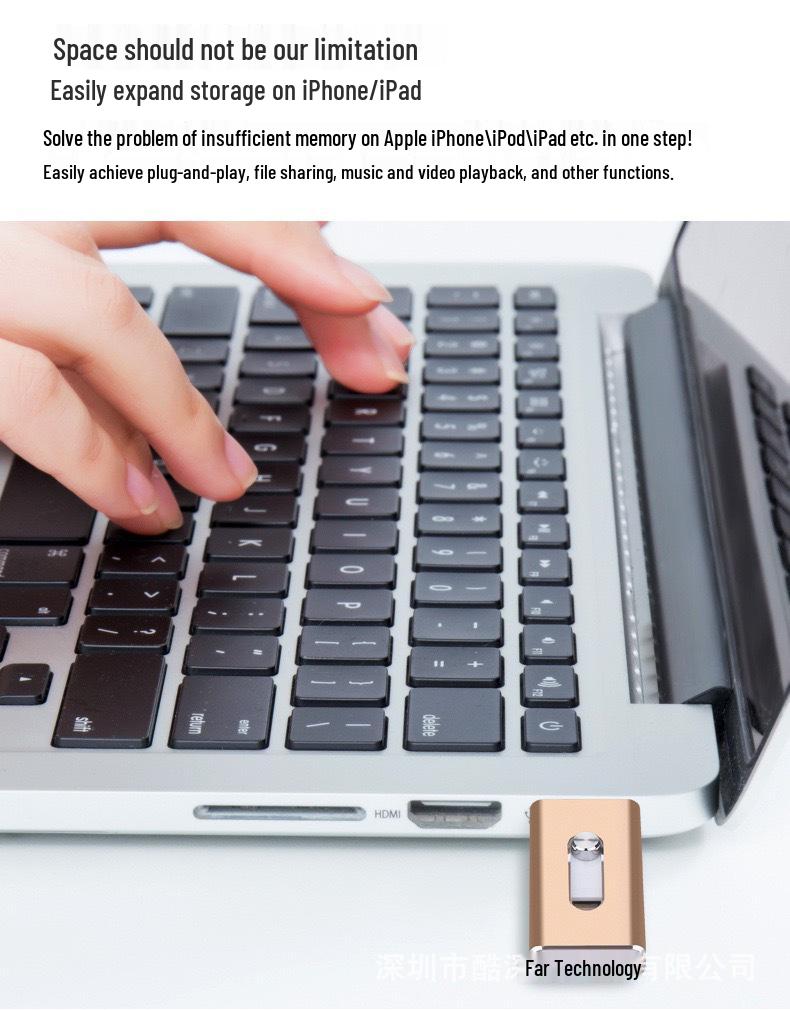 1TB Apple & Android Compatible Three-in-One U Disk With 64G Android Support