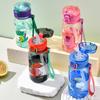Water bottle new children's small dinosaur straw water cup for boys and girls high value cartoon cute plastic cup portable