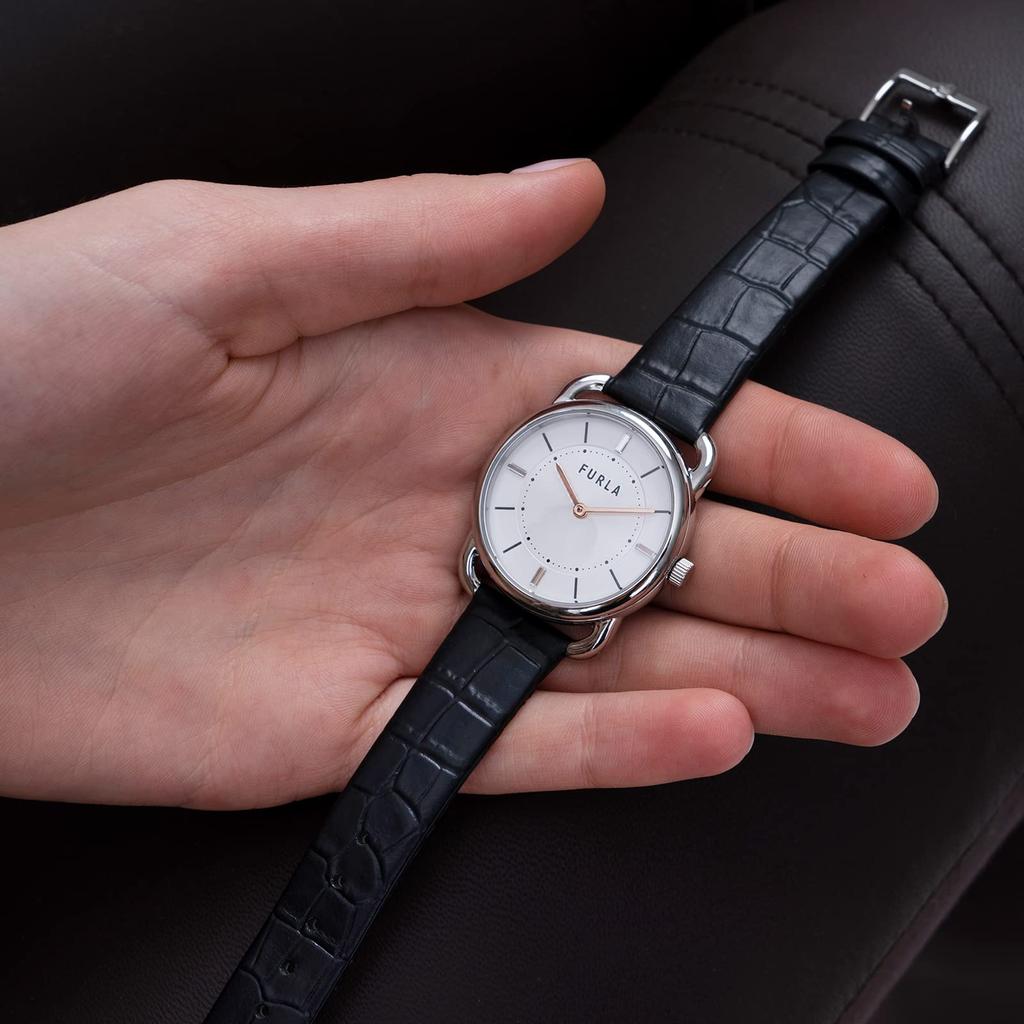 FURLA NEWSLEEK 33MM Watch with Silver Stainless and Quartz Black Women's Dial, Steel, Movement, WW00021004L1, [Used]