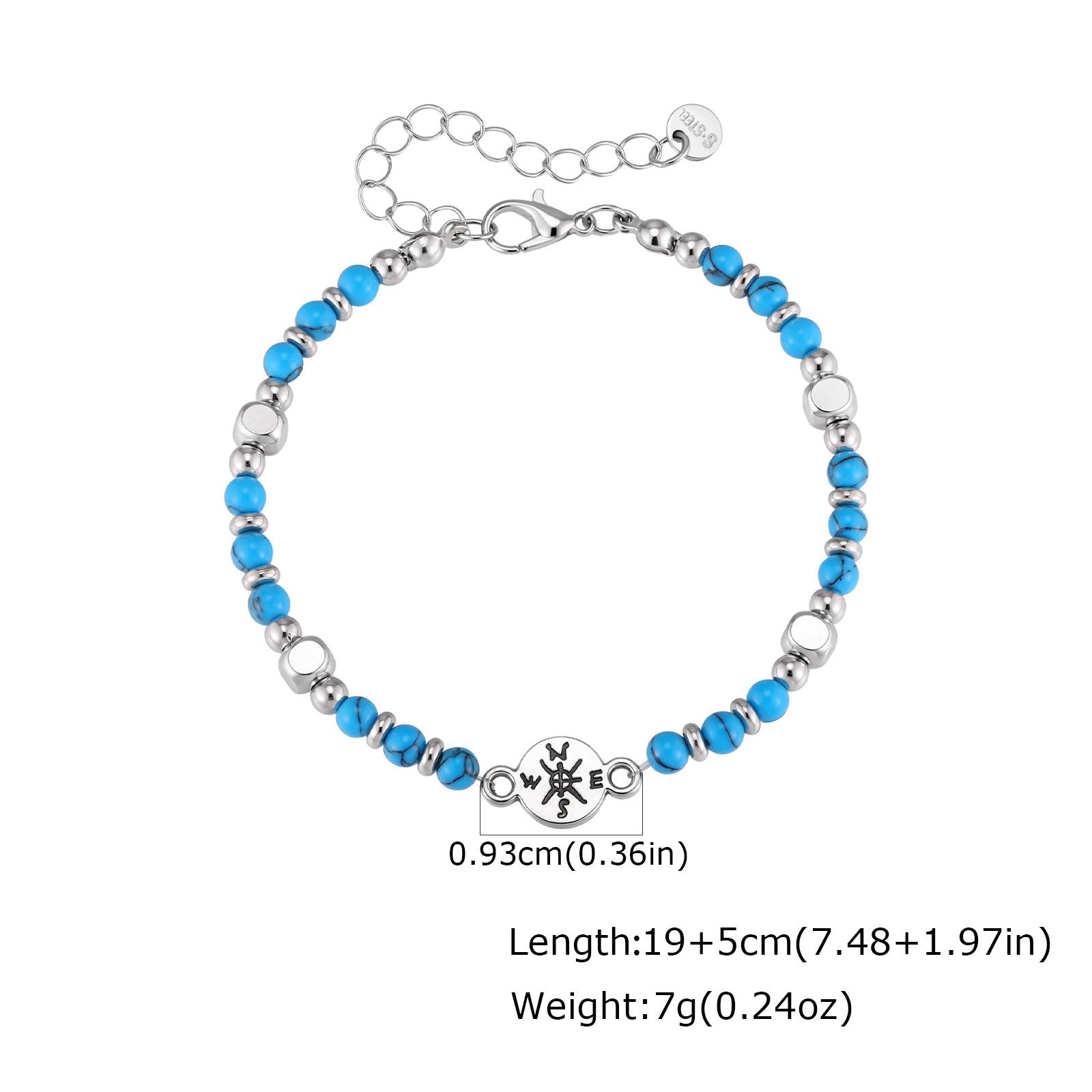 

Graduation Gift Compass Bracelets, Natural Stone Pink Crystal Beads Chain Bracelet, High School College Graduation Guide Jewelry