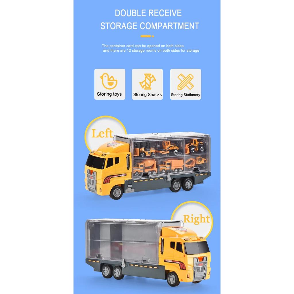 1/64 Scale Big Trucks Set Mini Alloy Diecast Car Model Toys Vehicles Carrier Truck Helicopter Tank Fire Truck Engineering Car Toys for Kids
