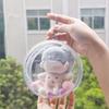 Umora Ita-bag Dustproof Plush Pouch for 10cm Plushies, Waterproof, Transparent Clear Case, Round Bag Attachable Case with Keychain, 14cm Diameter