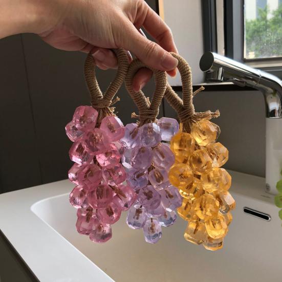 Grape Soap On Rope Handmade Translucent Fruit Shaped Soap Decorative Bathroom Travel Hanging Soap for Shower Sink