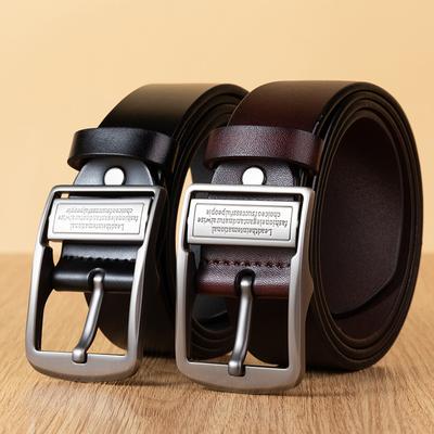 Genuine Leather Belt Pin Buckle Retro Cowhide Belt Men's Youth Middle-aged Casual Versatile Jeans Belt