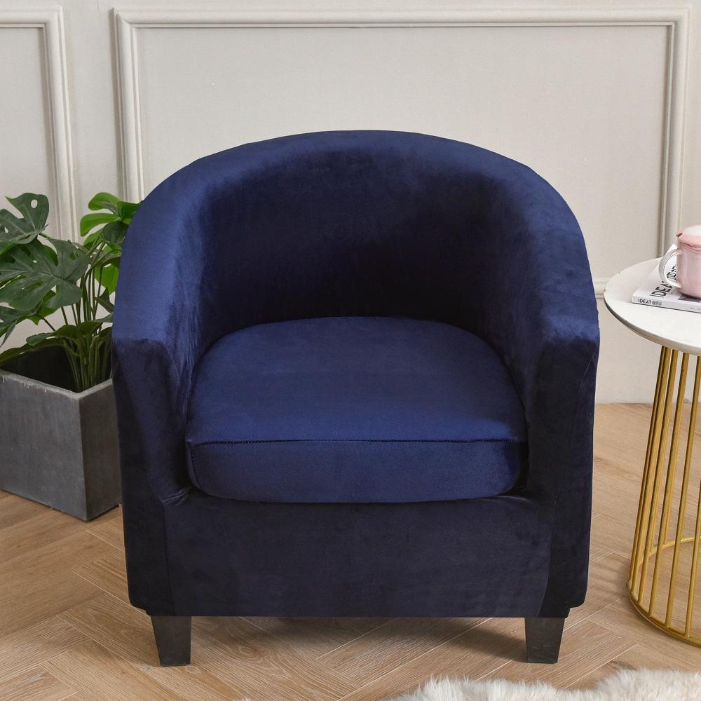 Velvet Club Chair Cover 2pcs/Set Tub Sofa Cover Small Round Sofa Slipcovers for Living Room Couch Cover With Seat Cushion Covers