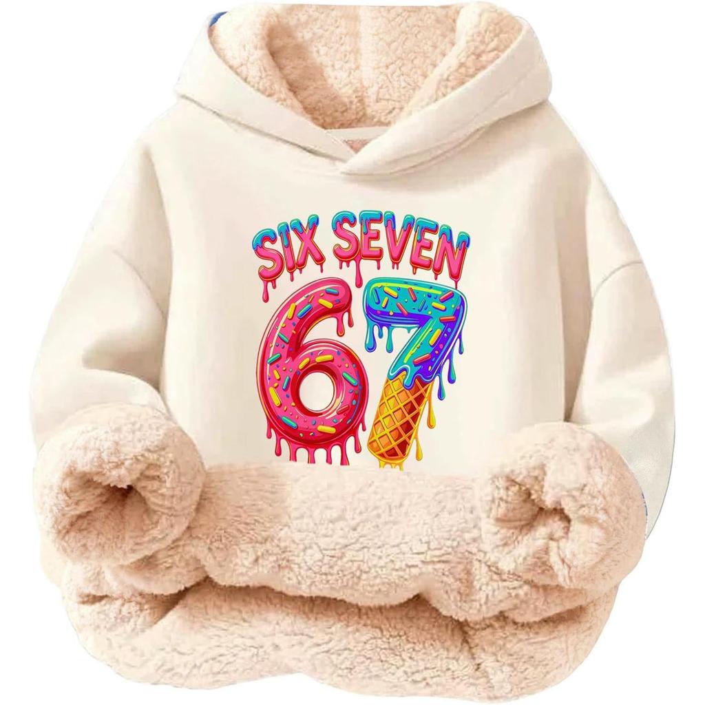 Children's Fashionable Printing Casual Fleece Hooded Loose Fit Hoodie Without Pockets