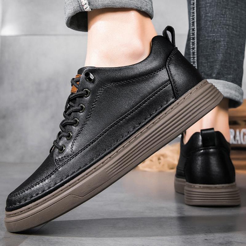 Genuine Leather Men Height Enhancing Shoes Men's Sneakers Men Elevator Height Increasing Insoles 6CM Sports Shoes Big Size 36-48