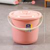 Portable Round Plastic Bucket with Lid - Thickened for Household Use, Storage, Cleaning, and Children's Beach Fun