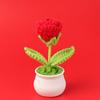 Готовый вязаный крючком цветок розы из шерсти в горшке, украшение для дома, комнаты, милый вязаный вручную, в горшке, настольный орнамент, рождественские подарки