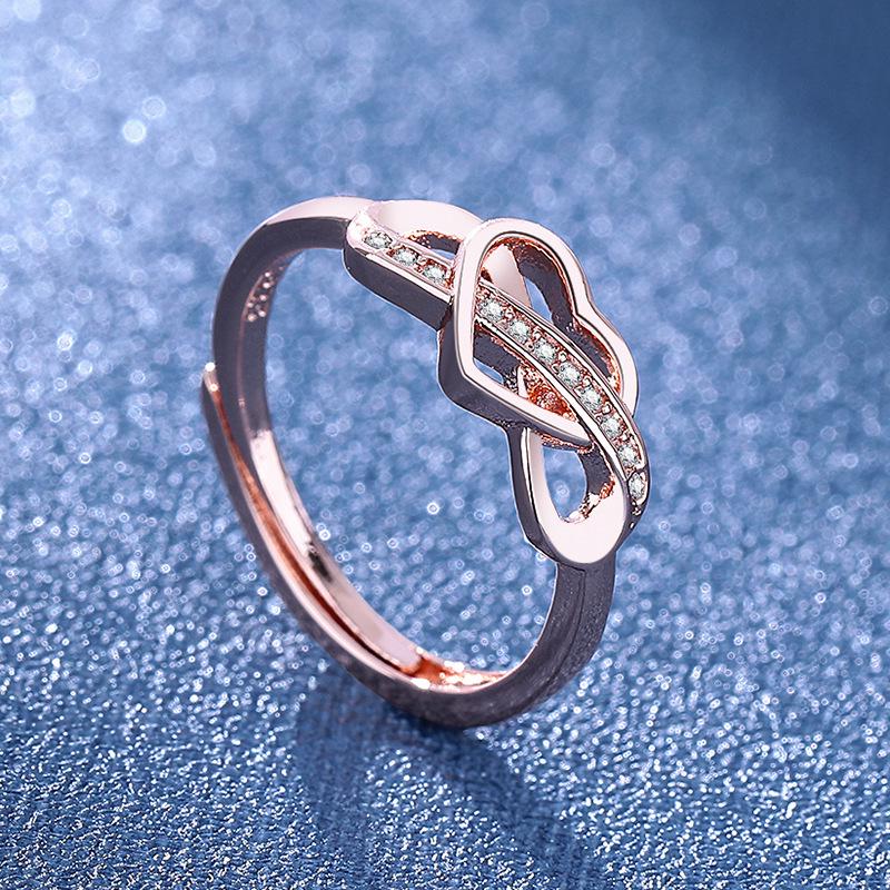 European & American Style Heart-Shaped Zircon Ring for Women - Figure 8 Design