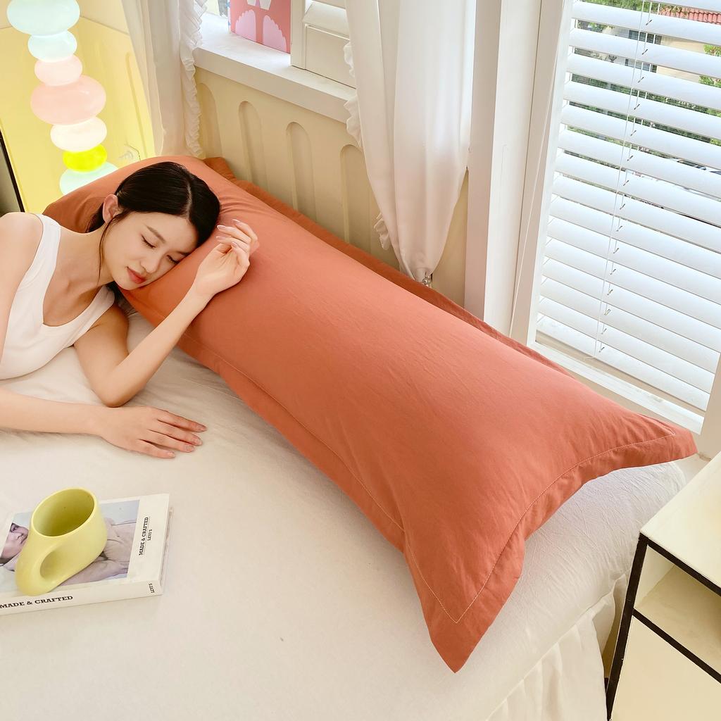 Solid- Washed Double Long Pillowcases, Couple Pillowcases 48*100cm, 120cm, 150cm, 180cm (without Core)