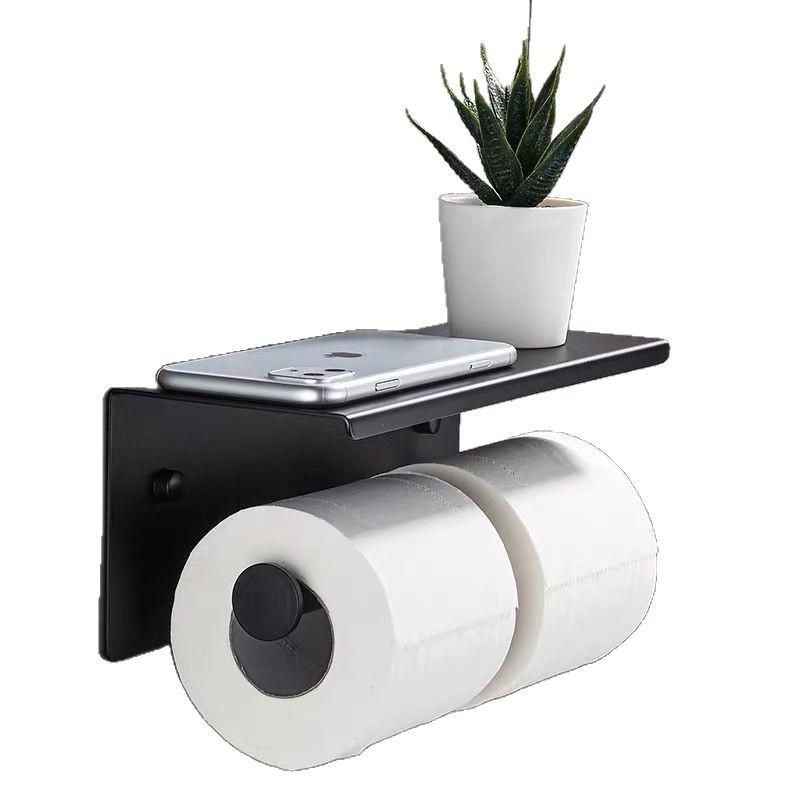 Multi-Functional Punch-Free Double Roll Stainless Steel Toilet Paper Holder