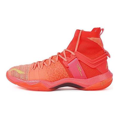 Li Ning Roar II Fantasy Geometrische Print Schokabsorberend Slijtvast Antislip Hoge Top Badmintonschoenen Heren sneaker Fluorescerend-Roze AYAQ011-2