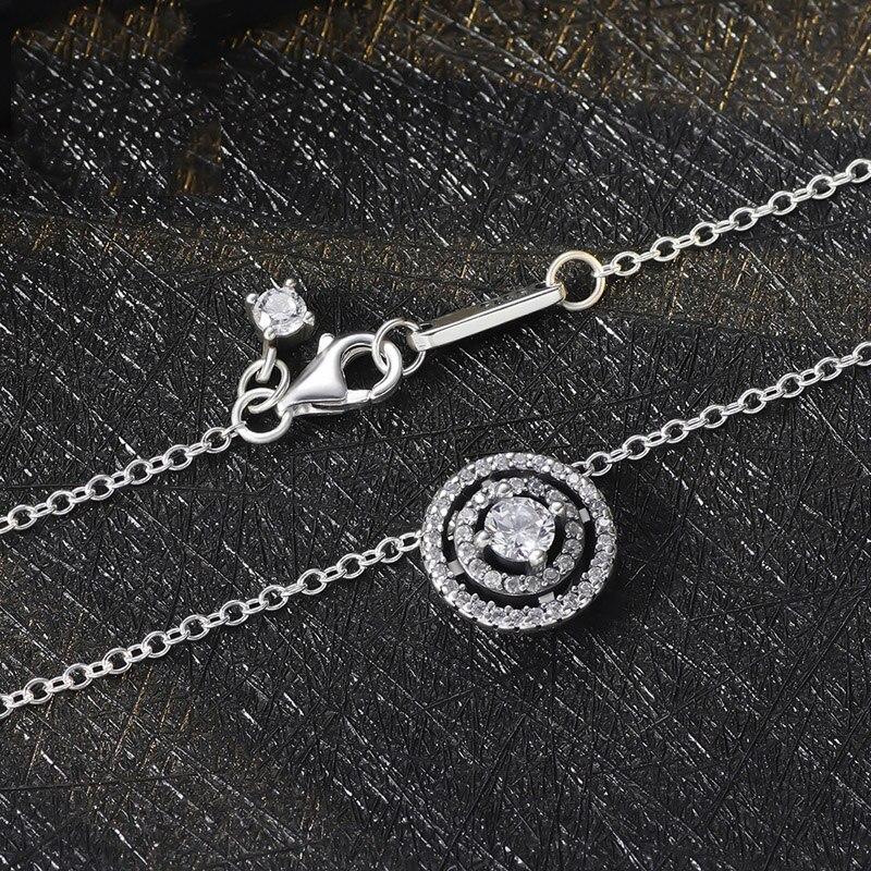 Top Quality S925 Silver Women Necklace Sparkling Double Halo Collier Necklace Birthday Wedding Gift Girl Lady Jewelry