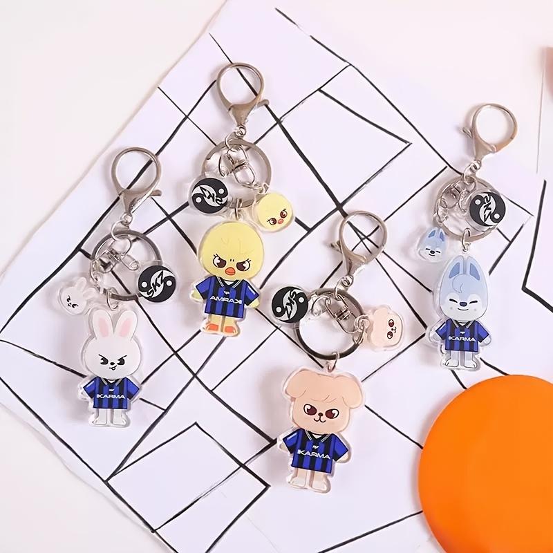 2D Flat SK Theme Keychain, Double-Sided High-Definition Acrylic Key Ring, Composed of 3 High-Quality Pendants, Fashion Bag Charm