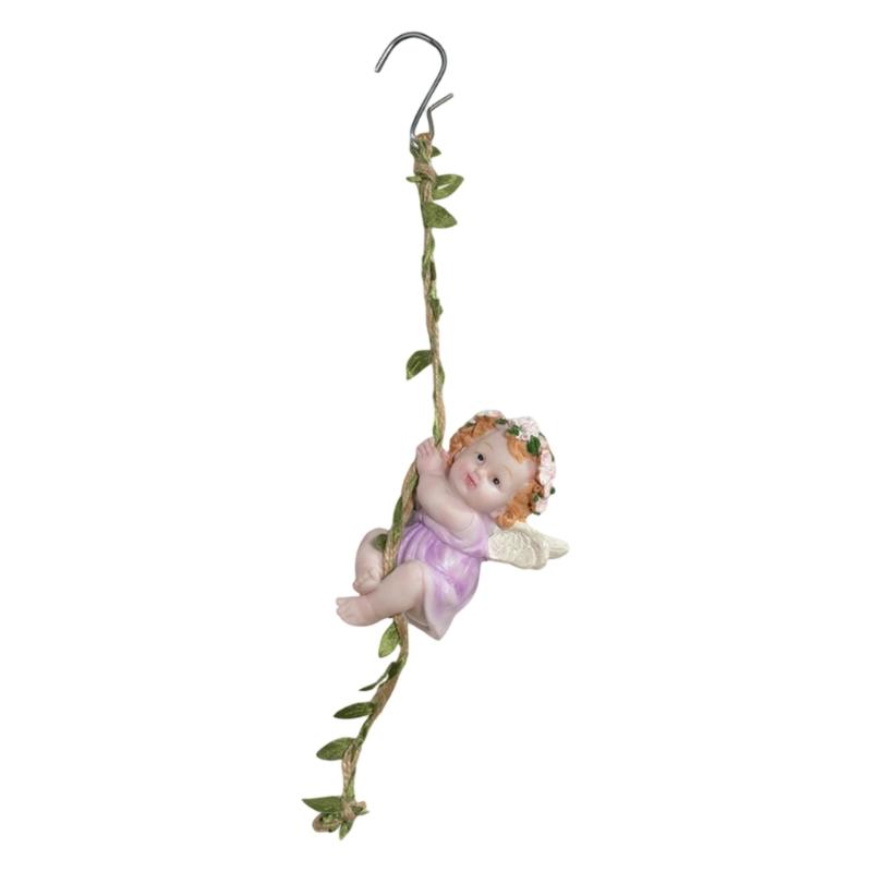 Elegant Flower Fairies Garden Statue Resin Hanging Angel Figurine Ornament With Hook For Balconies And Home Decoration