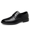 Fashion New Classic Flats Luxury Brand Shoes  Men's Elegant Black Dress Shoes Authentic Leather Lace Up Oxfords Business Social Footwear