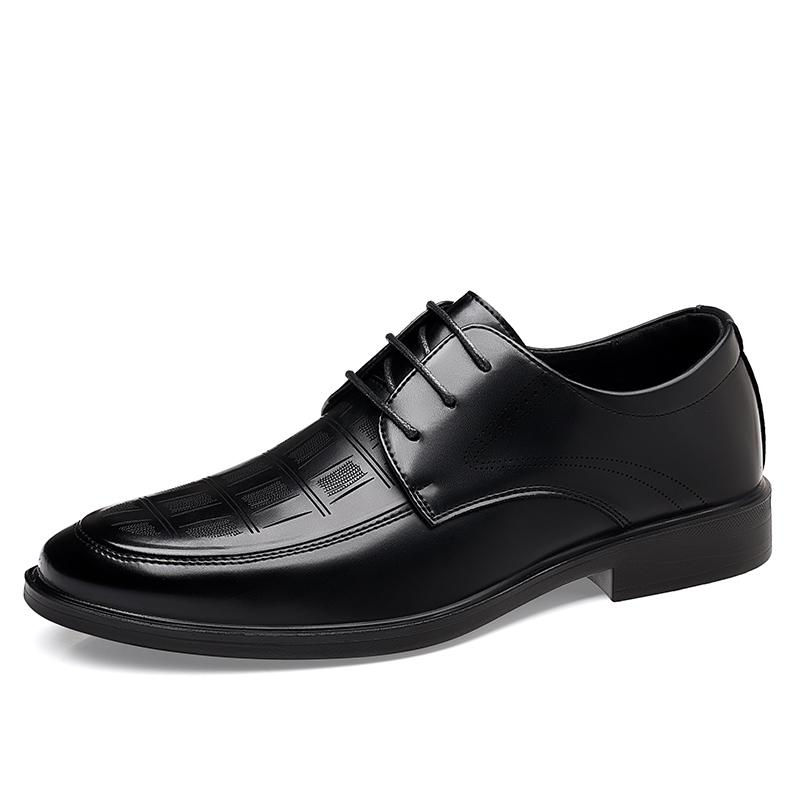 Fashion New Classic Flats Luxury Brand Shoes  Men's Elegant Black Dress Shoes Authentic Leather Lace Up Oxfords Business Social Footwear