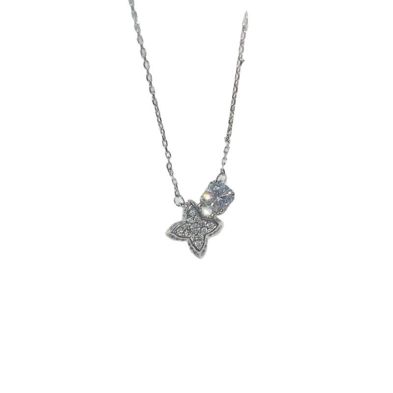 Premium Sense Full Diamond Presbyopia Tetragonal Star Pendant Collarbone Chain Light Luxury Design Sense Simple Zircon Necklace Female