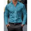 2026 Men Slim Fit Long Sleeve Geometric Line Print Dress Shirt Formal Business Casual Button Down Office Top Camisa Masculina
