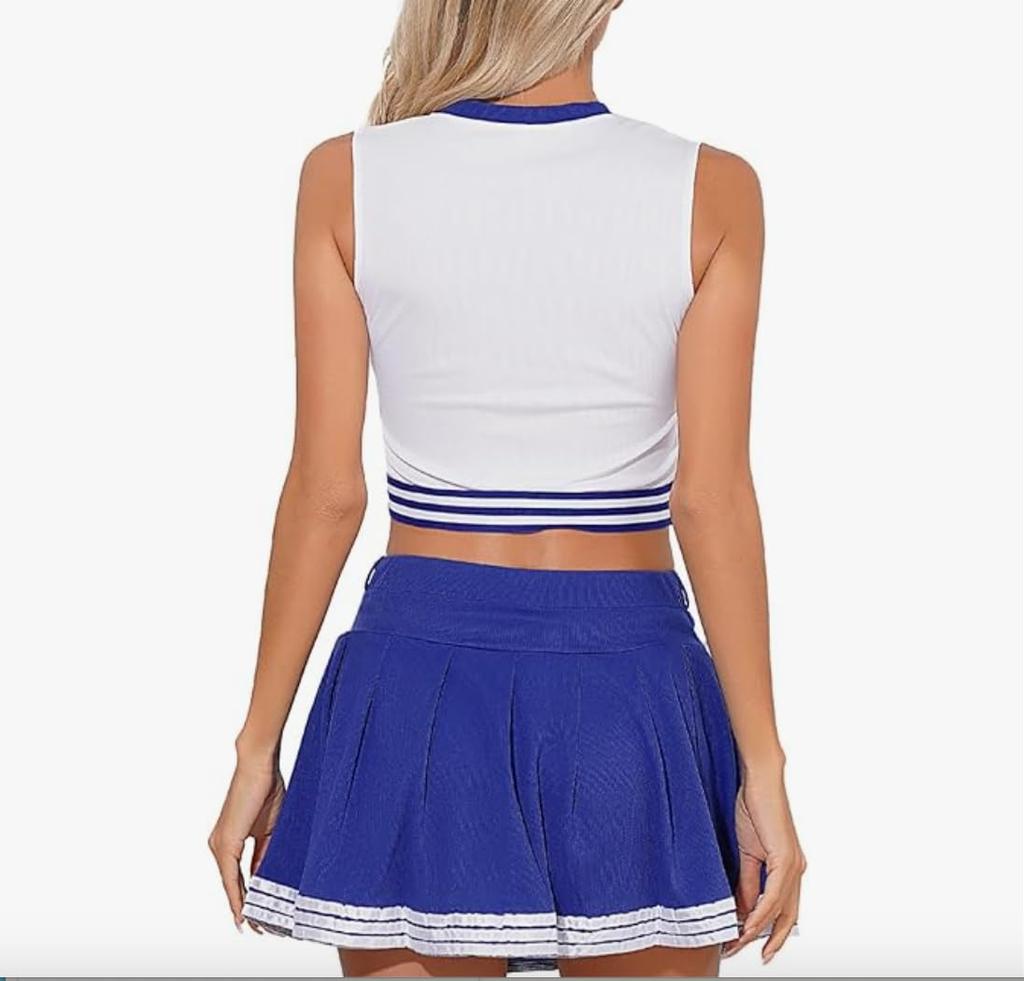Cheerleader Mini Navel Kort Ovanför det Blå [Lady Lazy] Kostym, Kjold, Extrudering, Fotografering, Cosplay, Crossdressing, Söt, Längd, Knä,
