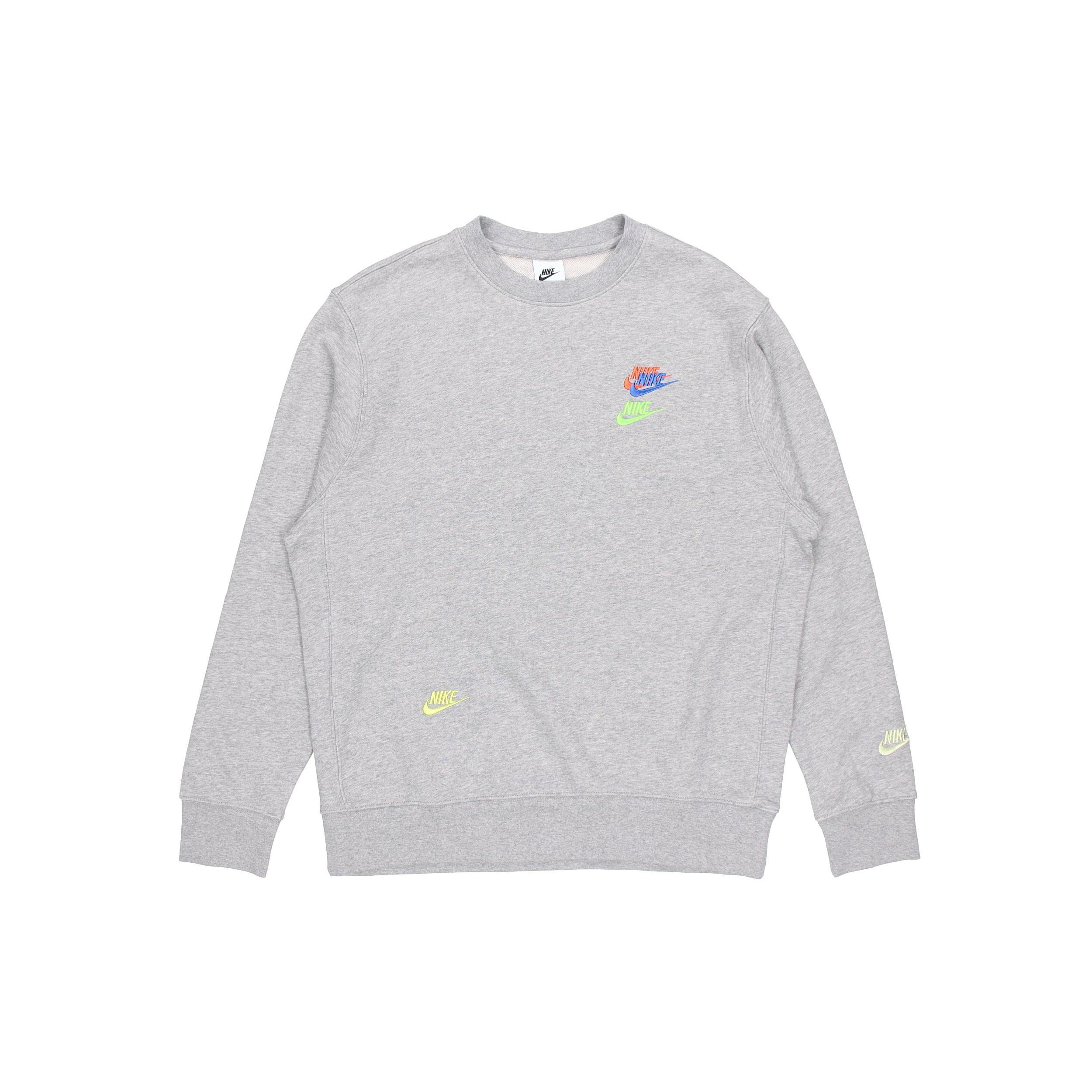 Men s Nike Contrasting Colors Logo Round Neck Pullover Autumn Gray DJ6915-063 XXL