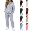Women's Casual Color Hoodie and Pants Tracksuit Set for Everyday Wear