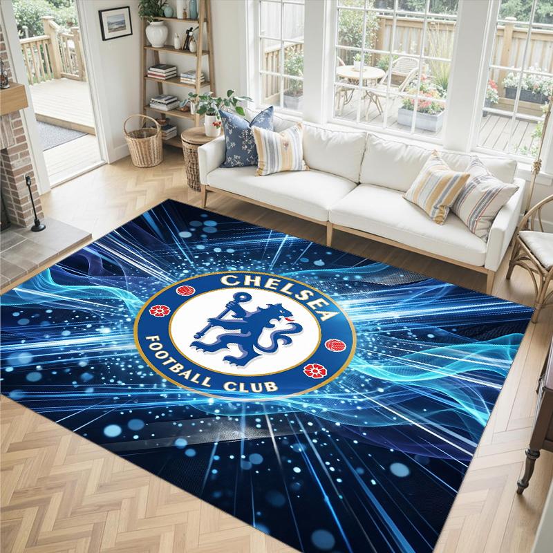 Tappeto in Velluto di Cristallo Design Chelsea FC Accogliente Non?Tappeto Stampato Antiscivolo per Camera da Letto Soggiorno Ingresso