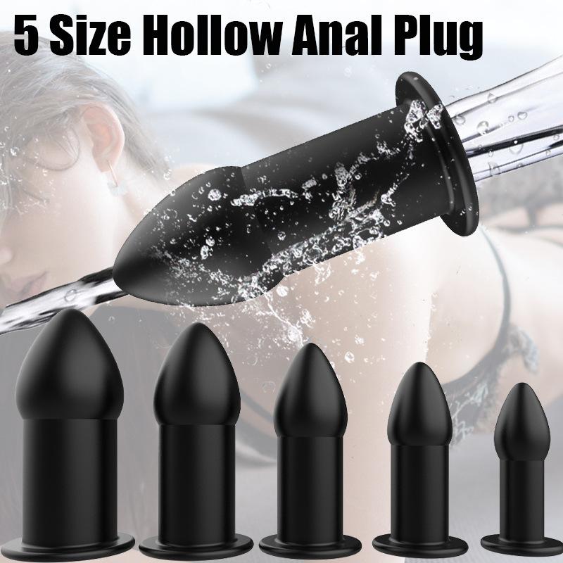 Silicone Hollow Anal Plug With Stopper Speculum Enema Anus Dilator Butt Plug Prostate Massage Bdsm Sex Toys For Woman Men Gay