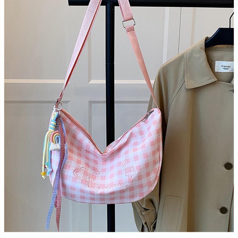 

Ретро клетчатая высококачественная сумка подмышку женская повседневная сумка через плечо для поездок на работу ежедневная сочетающаяся повседневная сумка-мессенджер тренд Without pendant розовый