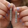 Geometric Engraved Pendant Earrings European and American Trend Antique Silver Ear Hook Earrings Women