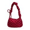 Cloth Polka Dot Shoulder Bag Ruched Strap Canvas Underarm Bag Comfortable Printed Handbag  Shopping