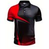 The Summer New Men's Short-sleeved POLO Shirt Features a Casual Fashionable Comfortable and Soft 3D Striped Pattern Print