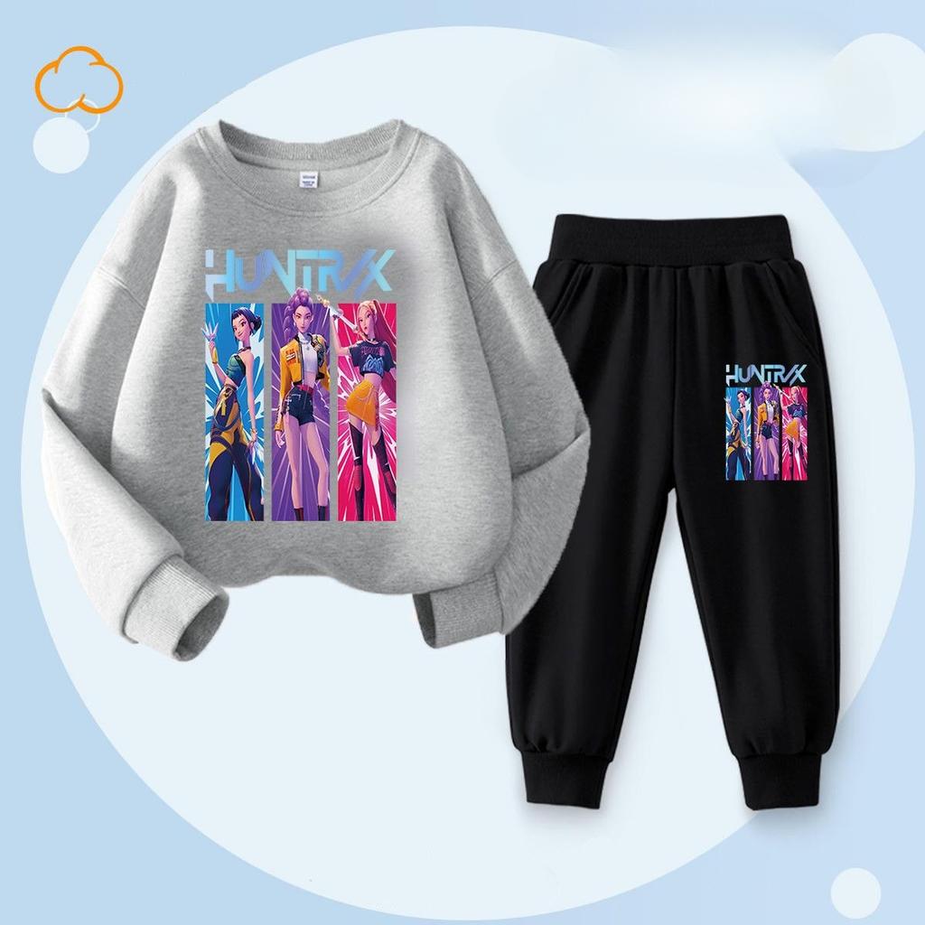 Children's Fashion Witch Hunt K-POP Round Neck Set for Spring and Autumn Boys and Girls Casual Two-piece Set