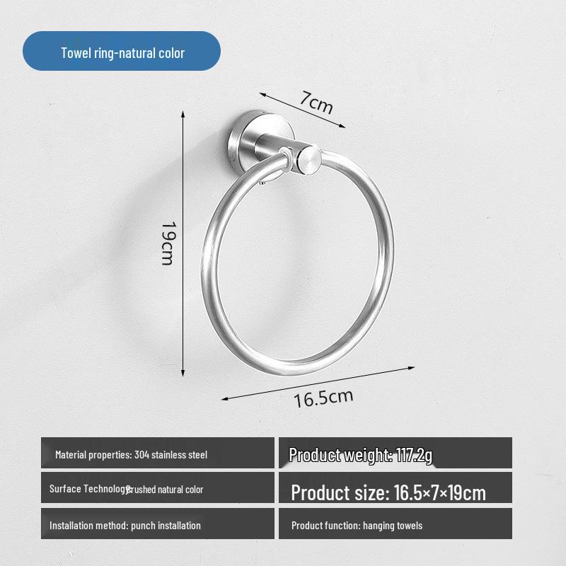 

Набір для ванної кімнати з нержавіючої сталі 304: Полиця для зберігання, Тримач для рушників, Кільце для рушника, Тримач для туалетного паперу, Гачок для халата