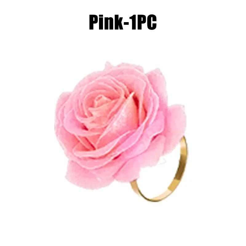 Rose Gold Napkin Rings 96Pcs Red Flower Wedding Decor Valentine Christmas Birthday Banquet Tableware Holder Set