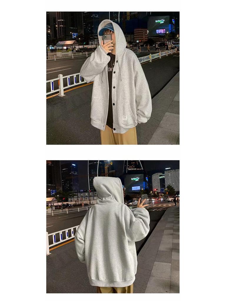 Men's Casual Hooded Cardigan: Autumn/Winter Hong Kong Style College Sports Jacket