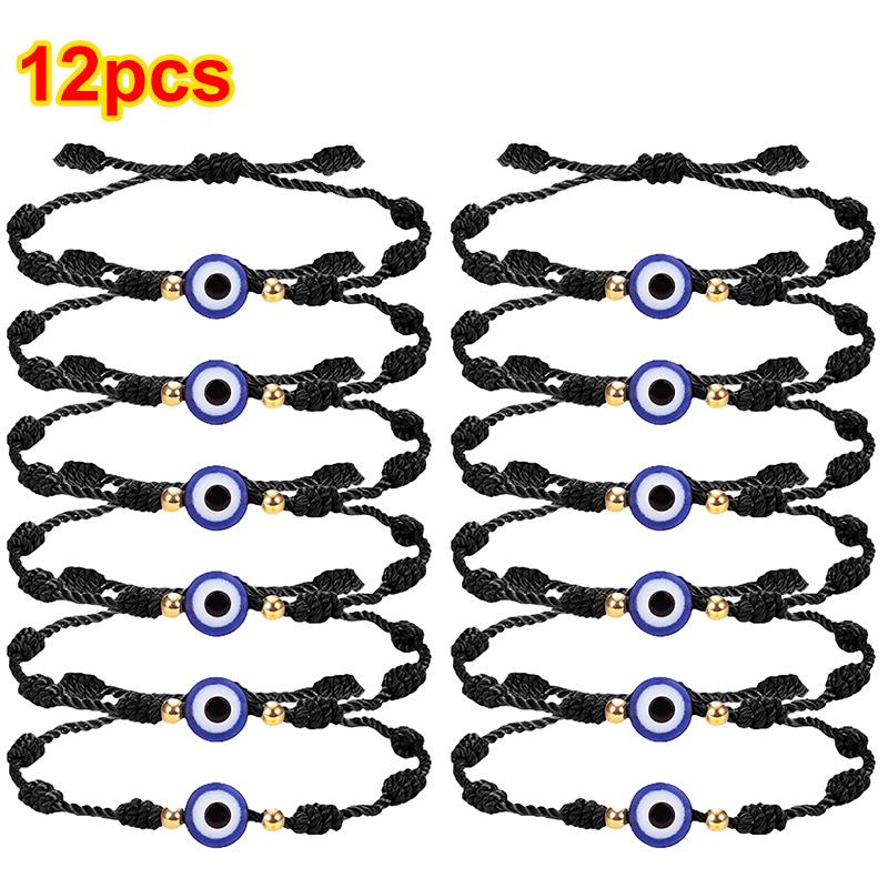 12Pcs/Set Handmade Turkish Lucky Evil Eye Bracelets For Women Men Blue Eyes Braided Red Rope Lucky Bracelet Friendship Jewelry