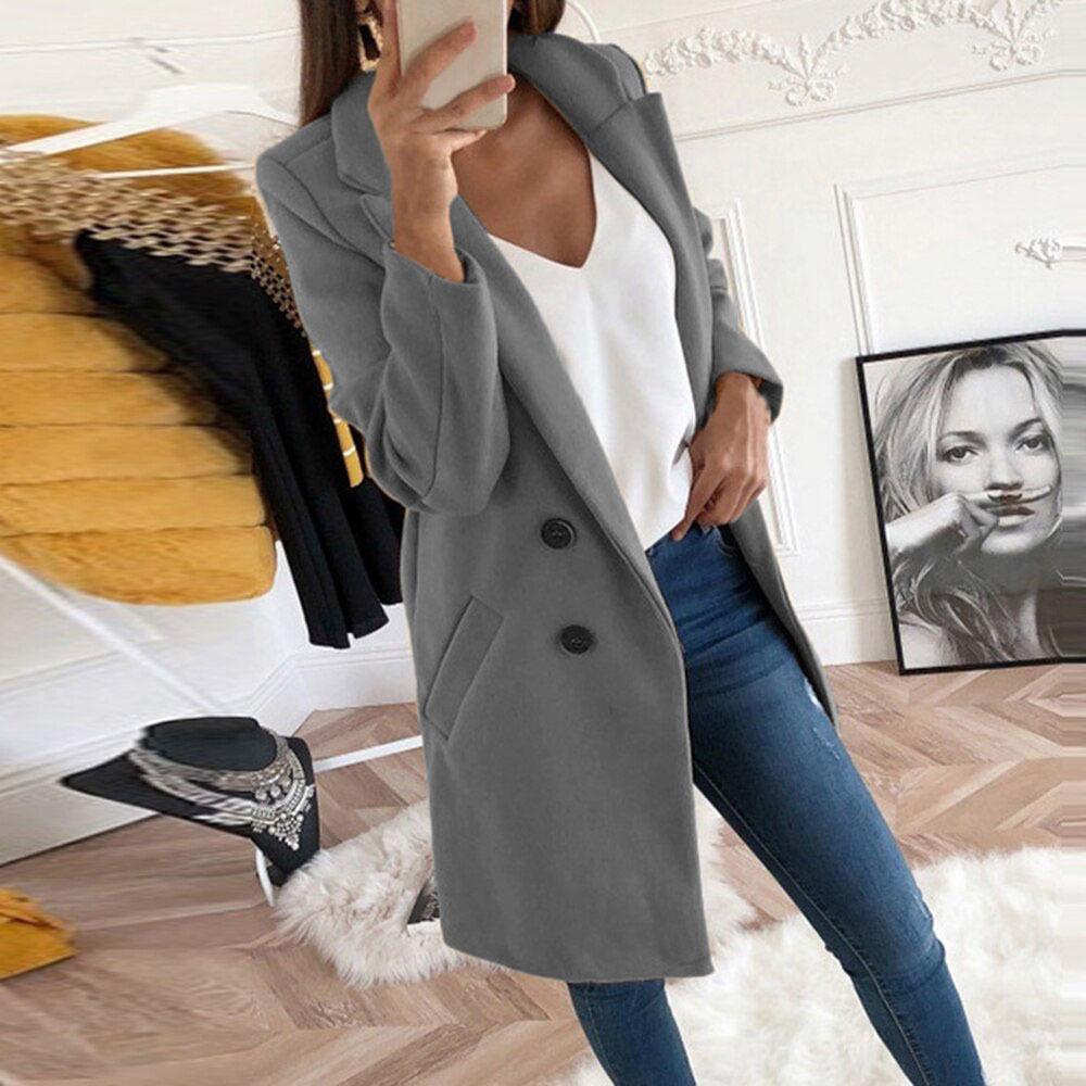 Women's Solid Color Lapel Mid-length Button Imitation Woolen Coat Spring Furry Outerwear Type 2024 Autumn Winter Plus Size New Faux Fur Coat