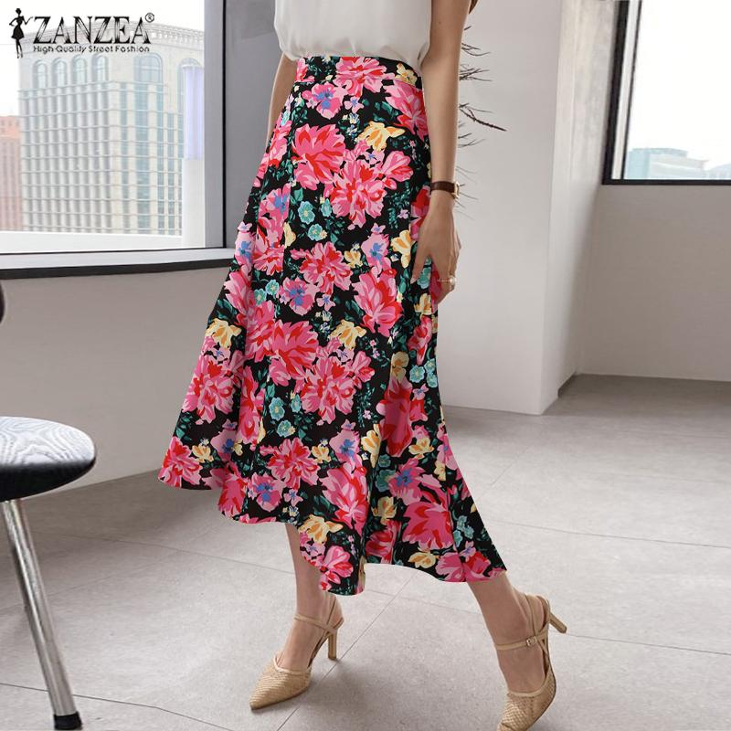 

ZANZEA Женщины Лето Повседневный Цветочный Принт Длинные Юбки