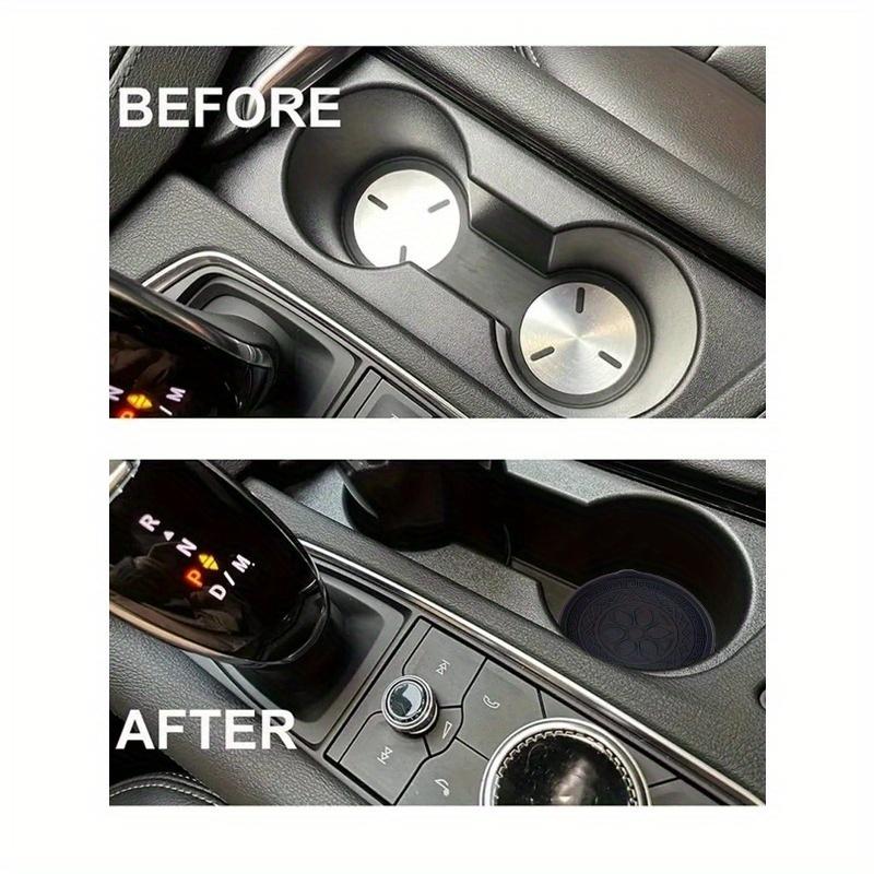 Black Circular Textured Silicone Cup Holders, Universal Anti-Slip Anti-Spill Anti-Dust Car Interior Accessories Suitable for Toyota and Vehicles