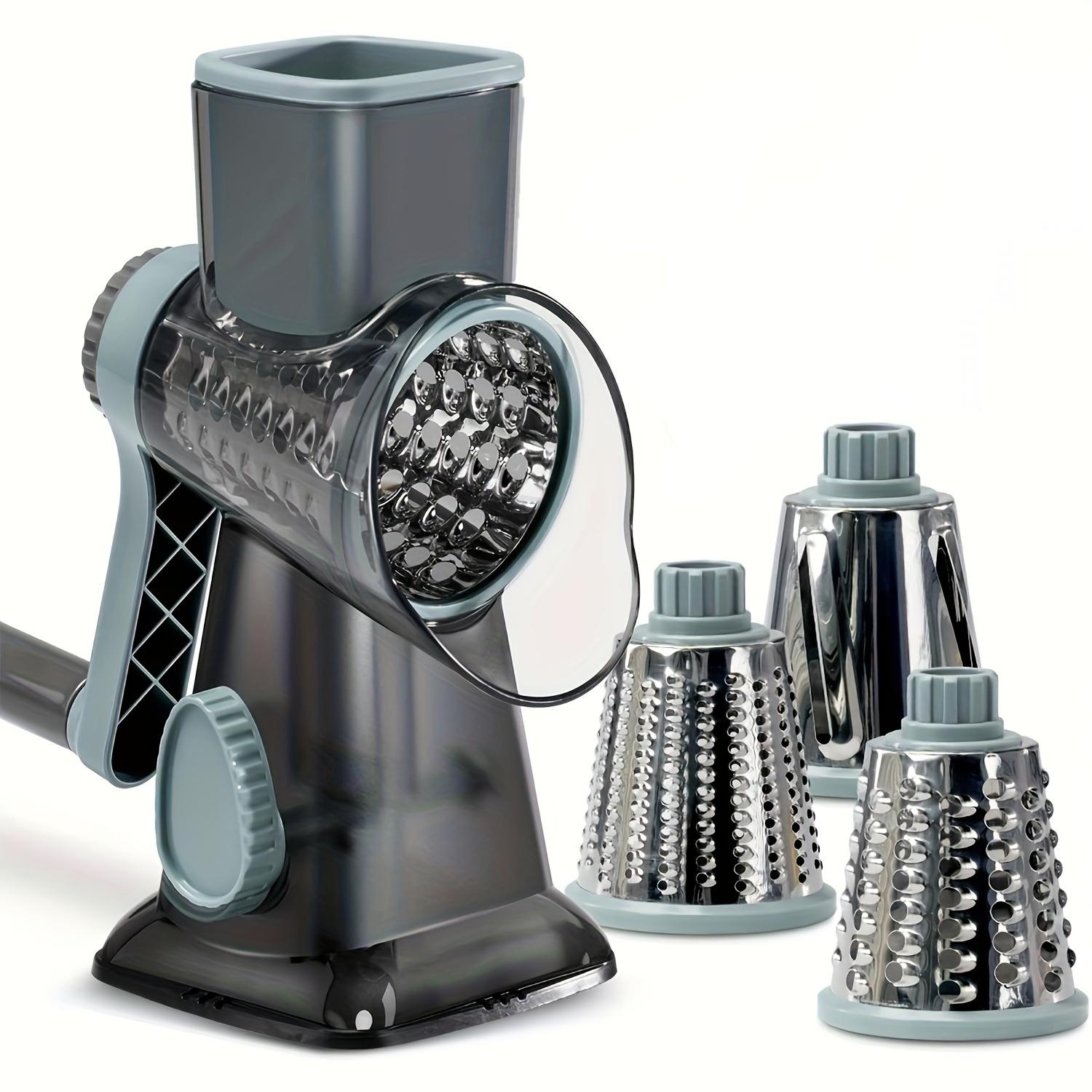 

1Set 3 in 1 Rotary Cheese Grater Versatile Manual Vegetable Slicer Peanut Nuts Grinder Cheese Vegetable Shredder Clear JT242 синий