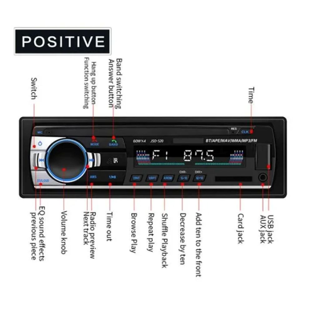 Bluetooth-compatible 12V Car Radio Button Control Car MP3 Player Bluetooth Car MP3 Player  Audio