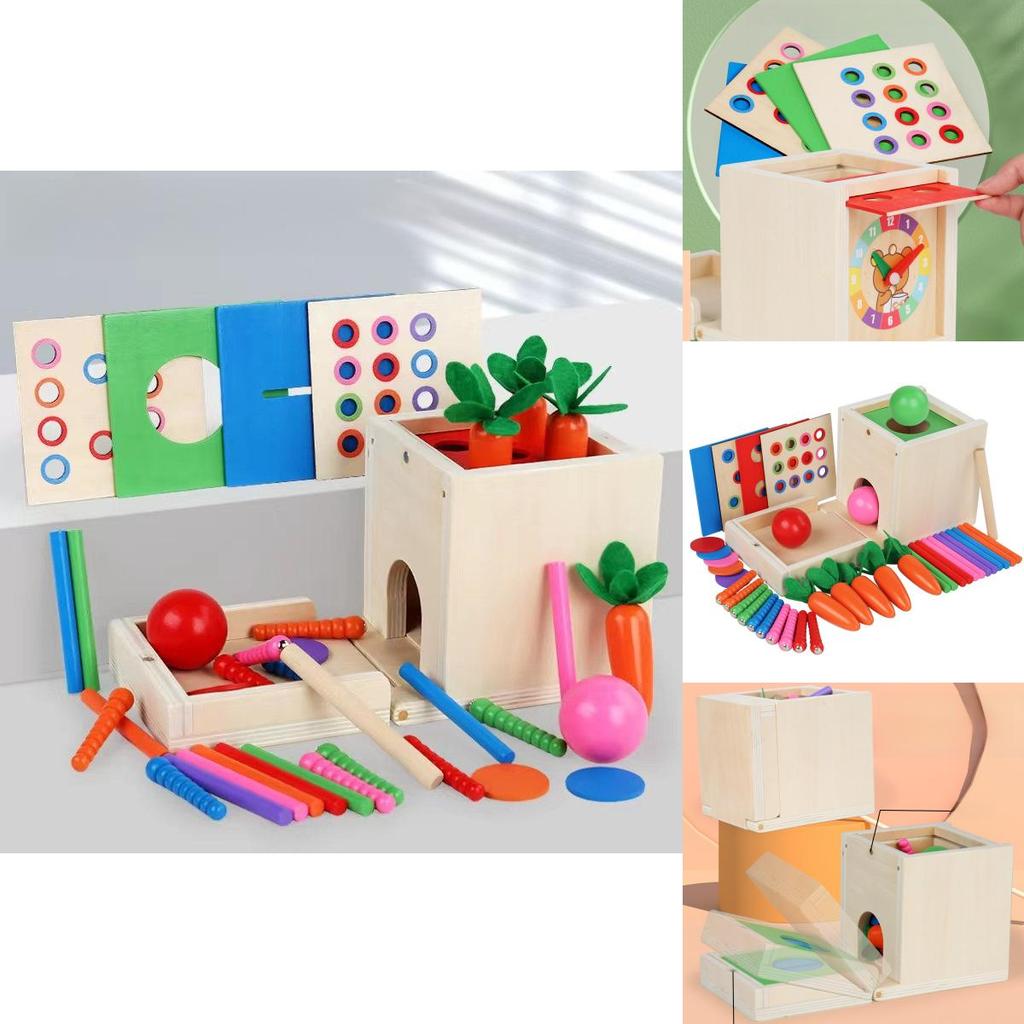 Wooden Montessori Sixinone Coin Box With Color Matching For Kids Educational Toy