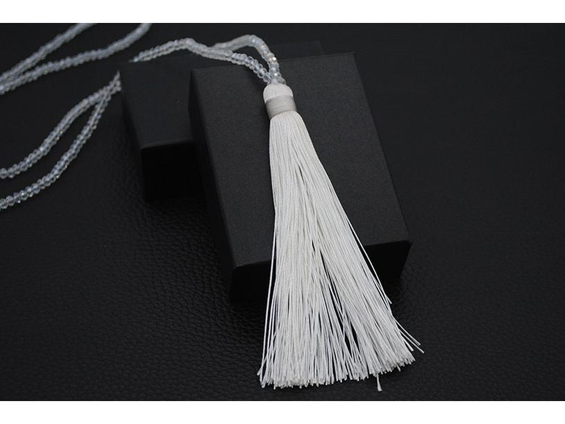 Velvet Thread & Crystal Beaded Tassel Necklace: 10-Color Handmade Women's European & American Long Chain Jewelry