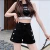 Women Summer Shorts Vintage High Waist Casual Versatile Shorts Slim Solid Color Elegant Embroidery Streetwear Shorts
