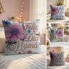 Feliz Dia MaMa Flowers Cushion Cover Natural Linen Organic Fabric DoubleSided Printing Couch Pillow Covers Home Decor