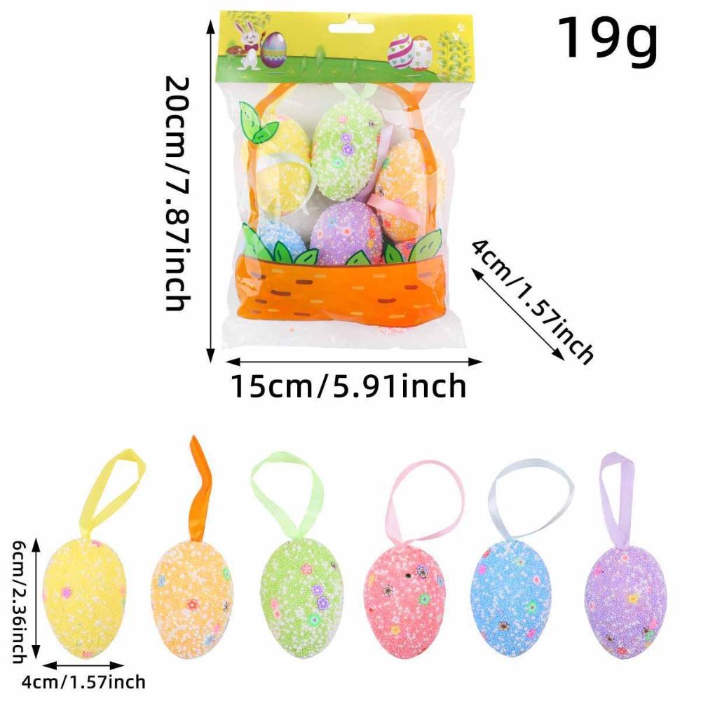 6Pcs/set Colorful Painting Easter Egg Tree Branch Foam Revival Egg Decoration  for Easter Decoration