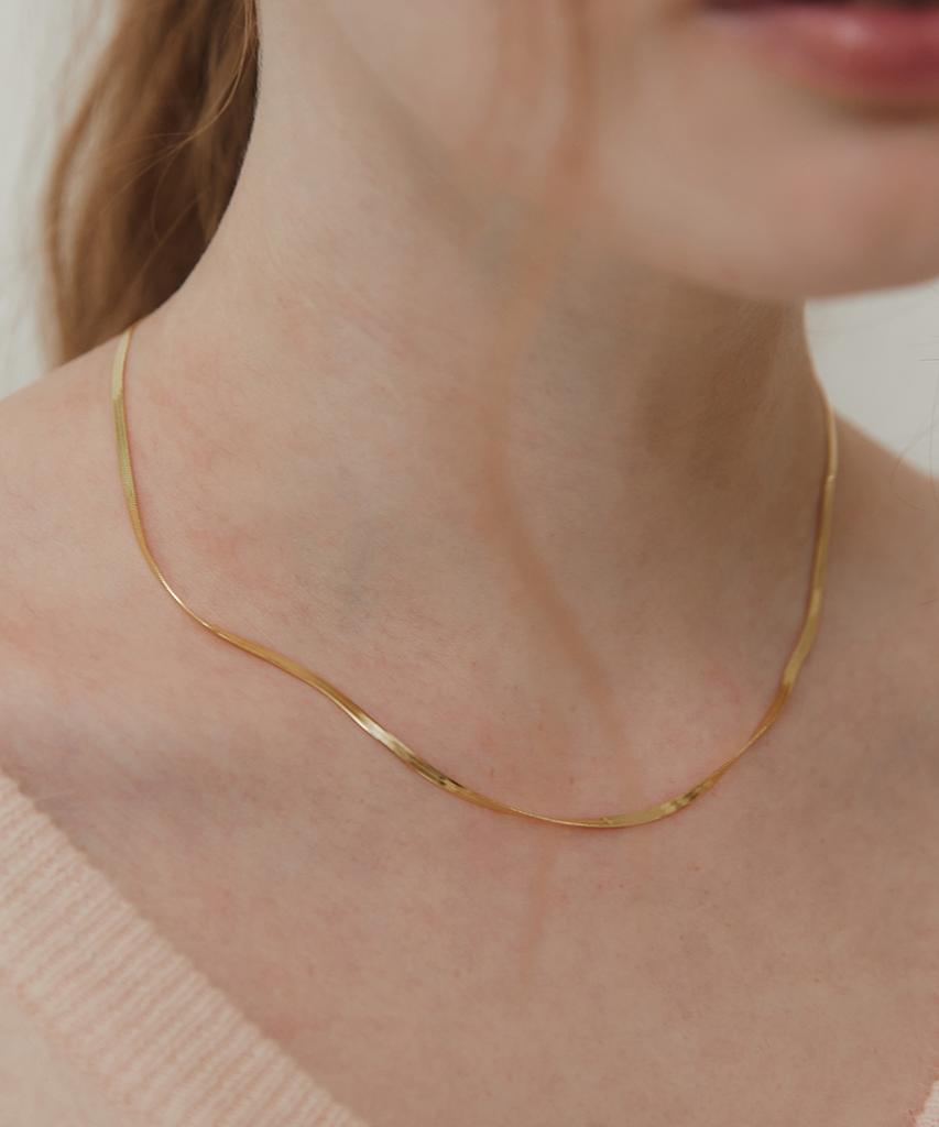 Tatiana (Silver 925) Modern Flat Snake Chain Necklace Nz2158
